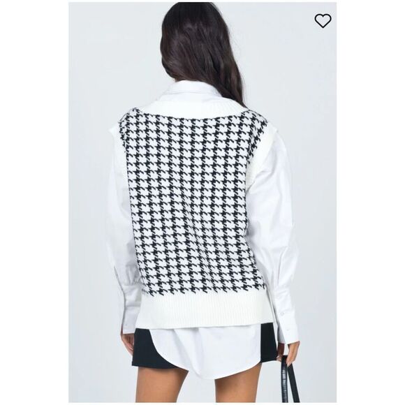 PRINCESS POLLY ASHTON SWEATER VEST WHITE BLACK SZ XS/S OVERSIZED - Picture 2 of 12